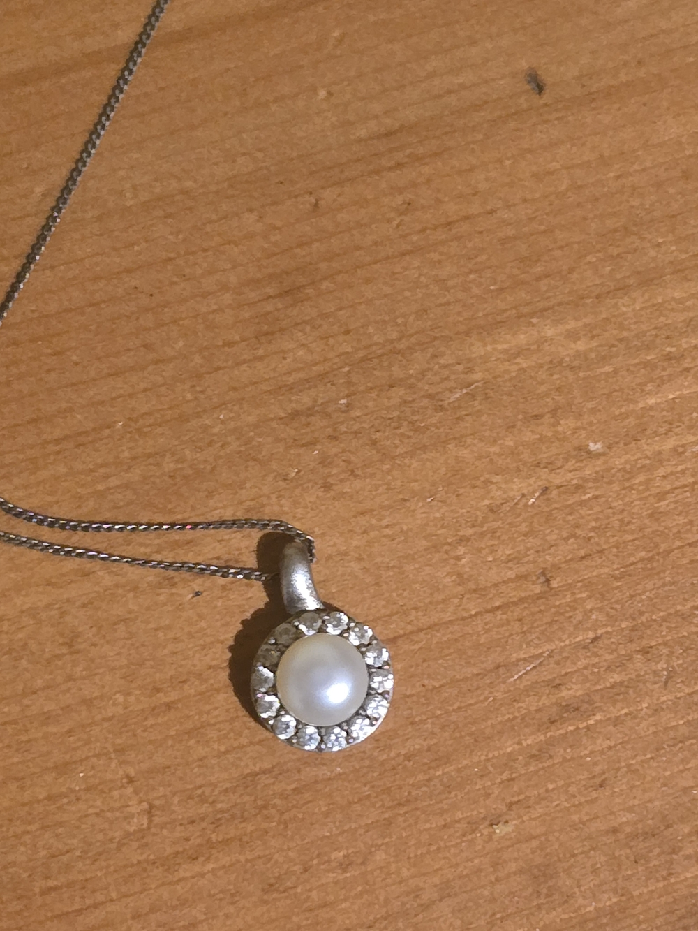Classic Pearl Halo Pendant Necklace in White